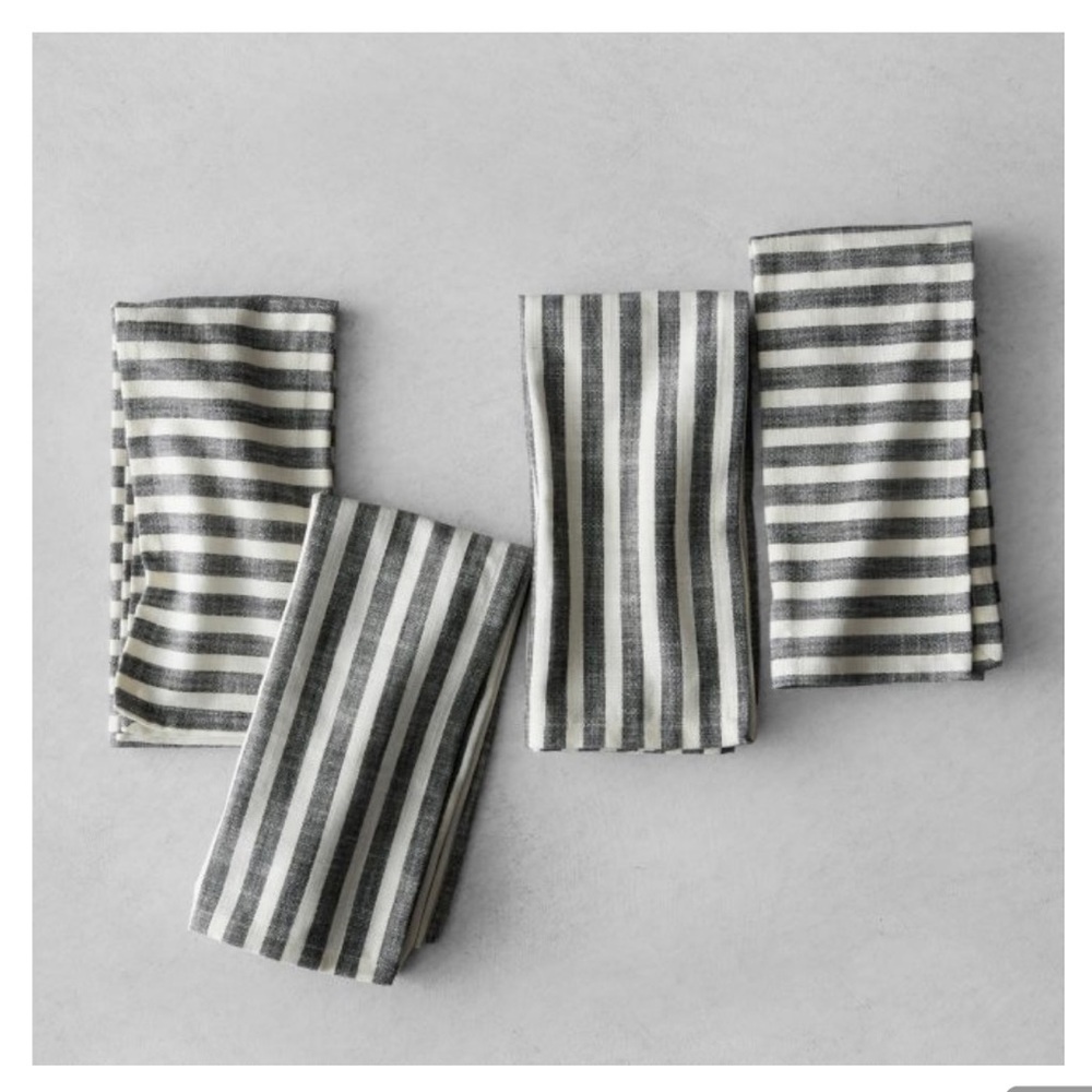 (8) Magnolia Hearth & Hand Gray Stripes Napkins
